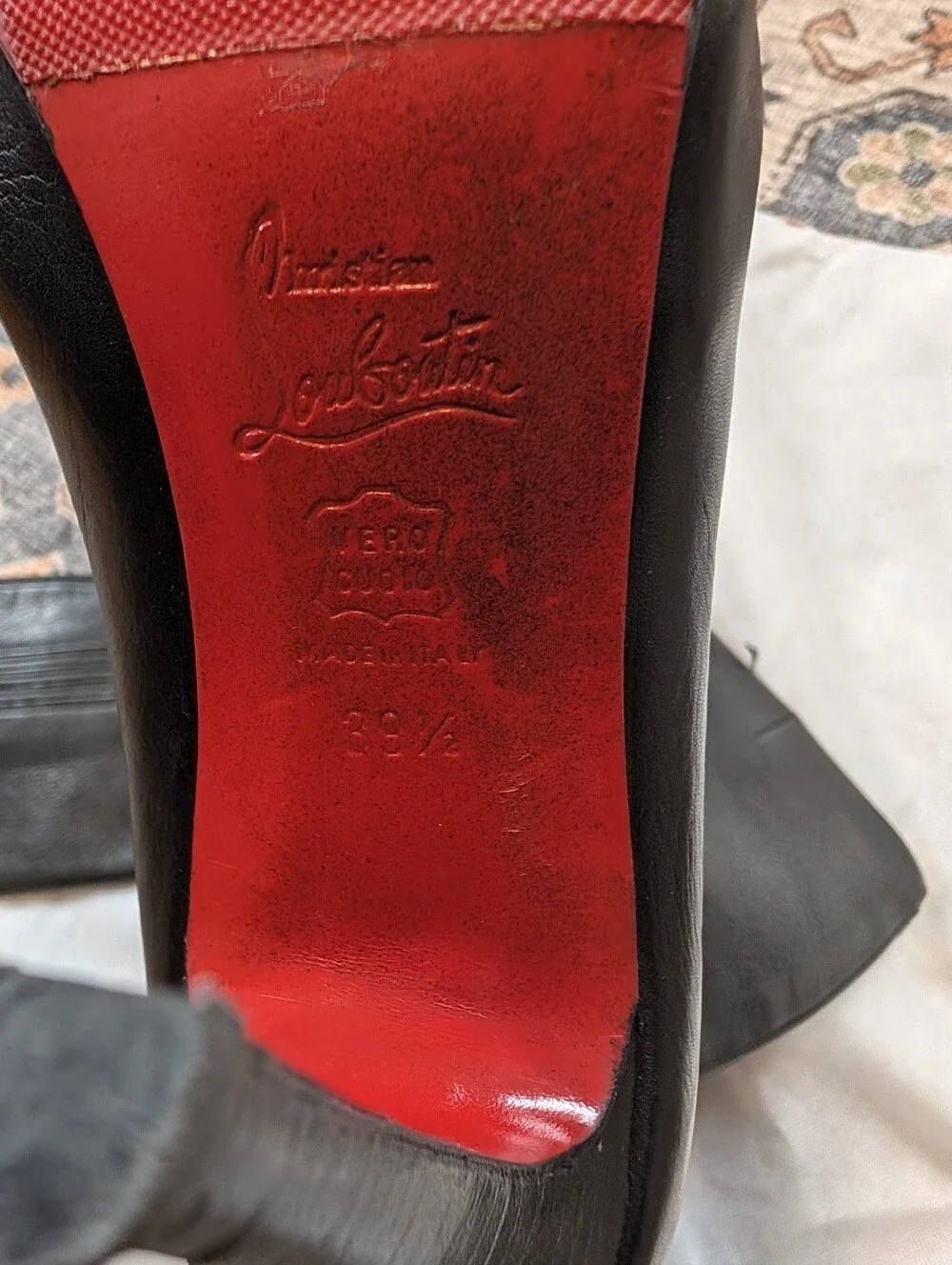 Christian Louboutin Black Leather Stiletto Boots with Red Soles